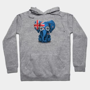 Baby Elephant with Glasses and New Zealand Flag Hoodie